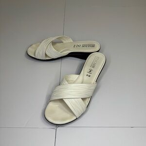 Italian Shoemakers White Wedge Sandals Size 9W Made in Italy | Criss Cross Slide